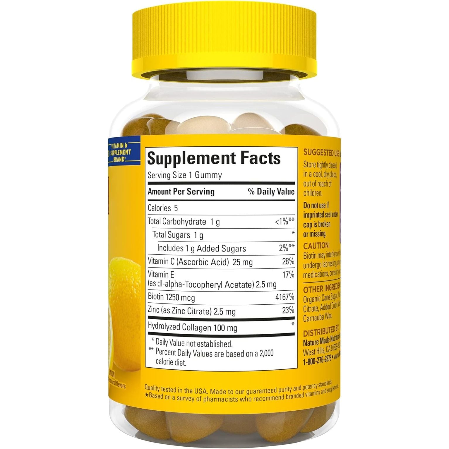 Collagen Gummies with Vitamin C, Zinc, Biotin, Hydrolyzed Collagen Peptides for Women and Men, Healthy Skin Support Supplement, 60 Gummies, 60 Day Supply