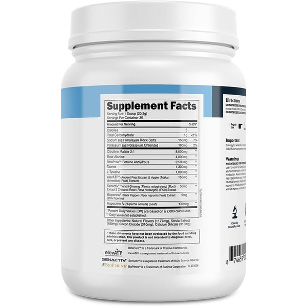 Stim-Free Pre-Workout - Caffeine & Stim Free Pre Workout Powder for Men and Women with Beta Alanine Powder, Citrulline Malate, & Elevatp - 30 Servings, Blue Raspberry