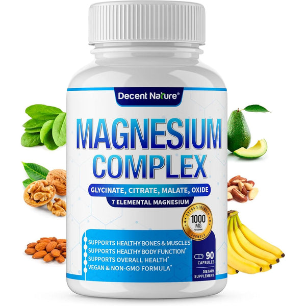 Decent Nature Magnesium Complex 7 Elemental Magnesium Supplement 1000Mg – 90 Capsules
