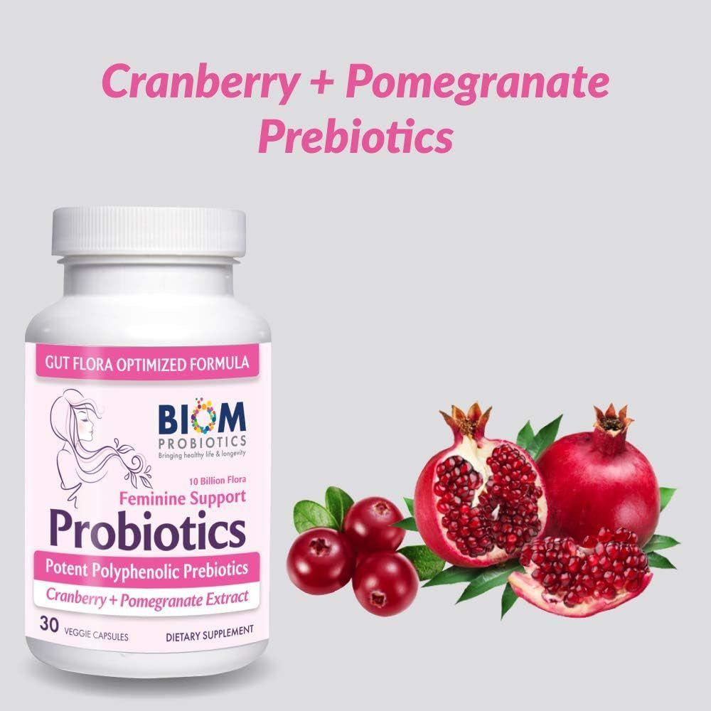 Biom Probiotics Feminine Support – 30 Veggie Capsules | Gut & Vaginal Microbiome Balance