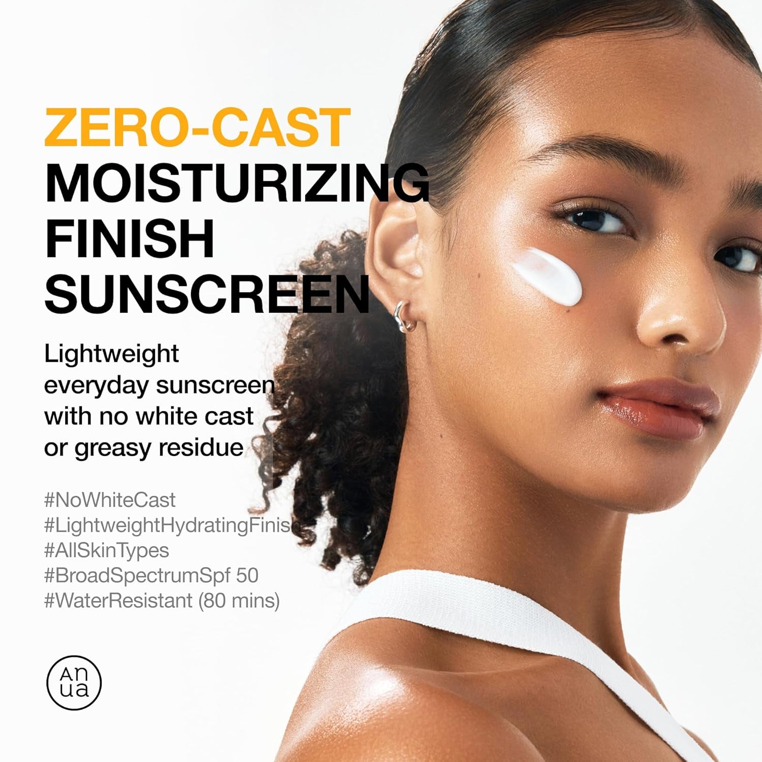 Anua Zero-Cast Moisturizing Finish Sunscreen SPF 50 – 50ml | No White Cast, Hydrating & Skin-Perfecting UV Protection
