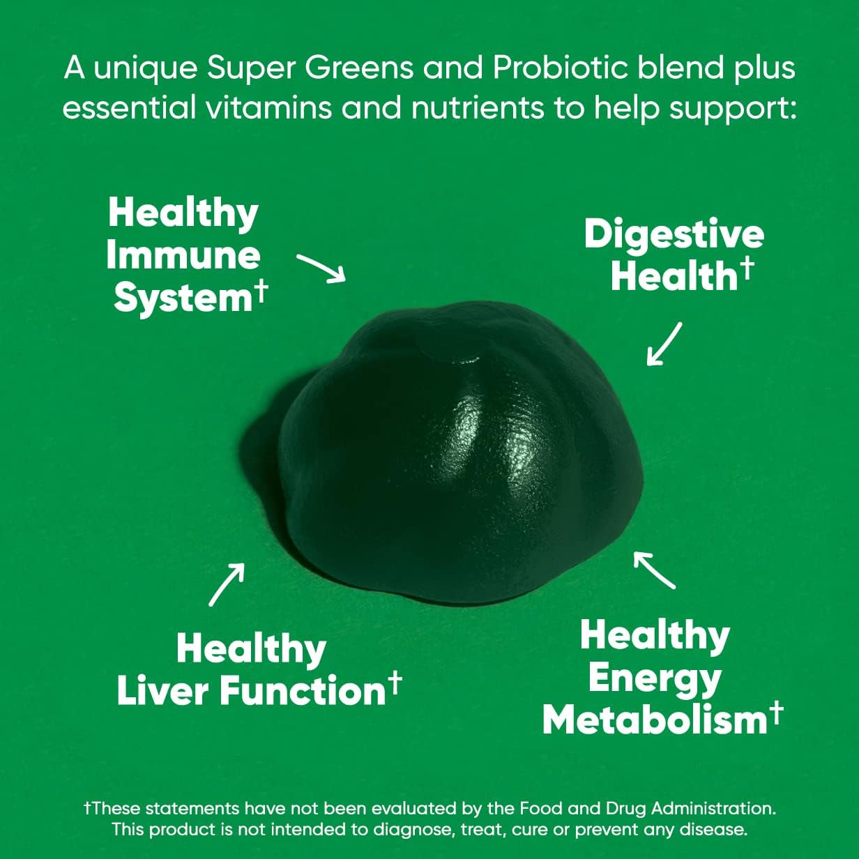 Supergreen Vitamin Gummy - 180 Count - Essential Vitamins and Minerals - Plant-Based, Vegan, Gluten-Free & Gelatin Free - Health from Within, Pack of 3