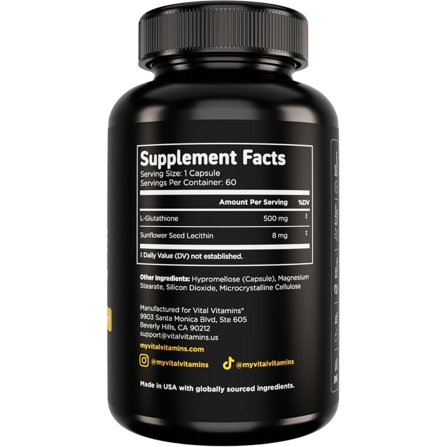 Glutathione Supplement - 500Mg L-Glutathione per Serving - Made with Liposomal Delivery for Max Absorption - Detox, Immunity, Anti-Aging Support - Non-Gmo - 60-Day Supply, 60 Capsules