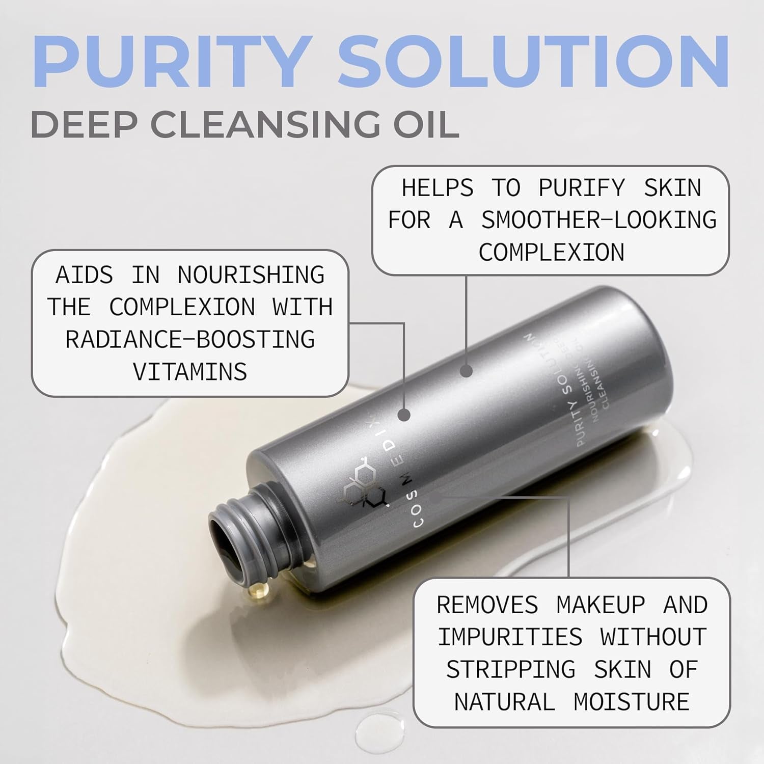 COSMEDIX Purity Solution Nourishing Deep Cleansing Oil – 120ml | Gentle, Effective Makeup Remover & Skin Cleanser