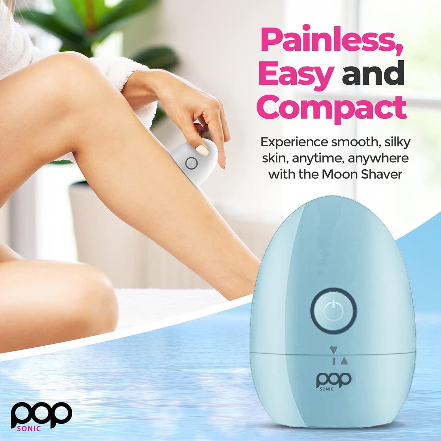 Pop Sonic Moon Shaver (Slate) | Ergonomic Electric Face & Body Shaver for Men & Women