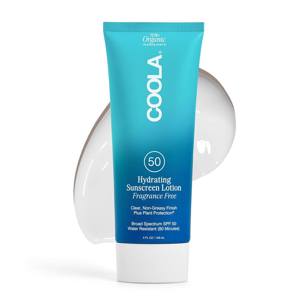 COOLA Hydrating Sunscreen Lotion SPF 50 Fragrance Free – 148ml | Lightweight, Reef-Safe Daily Sun Protection