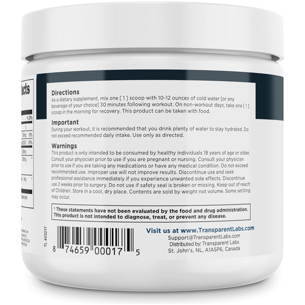 Transparent Labs Creatine HMB Supplement 0.46 lbs 210 g