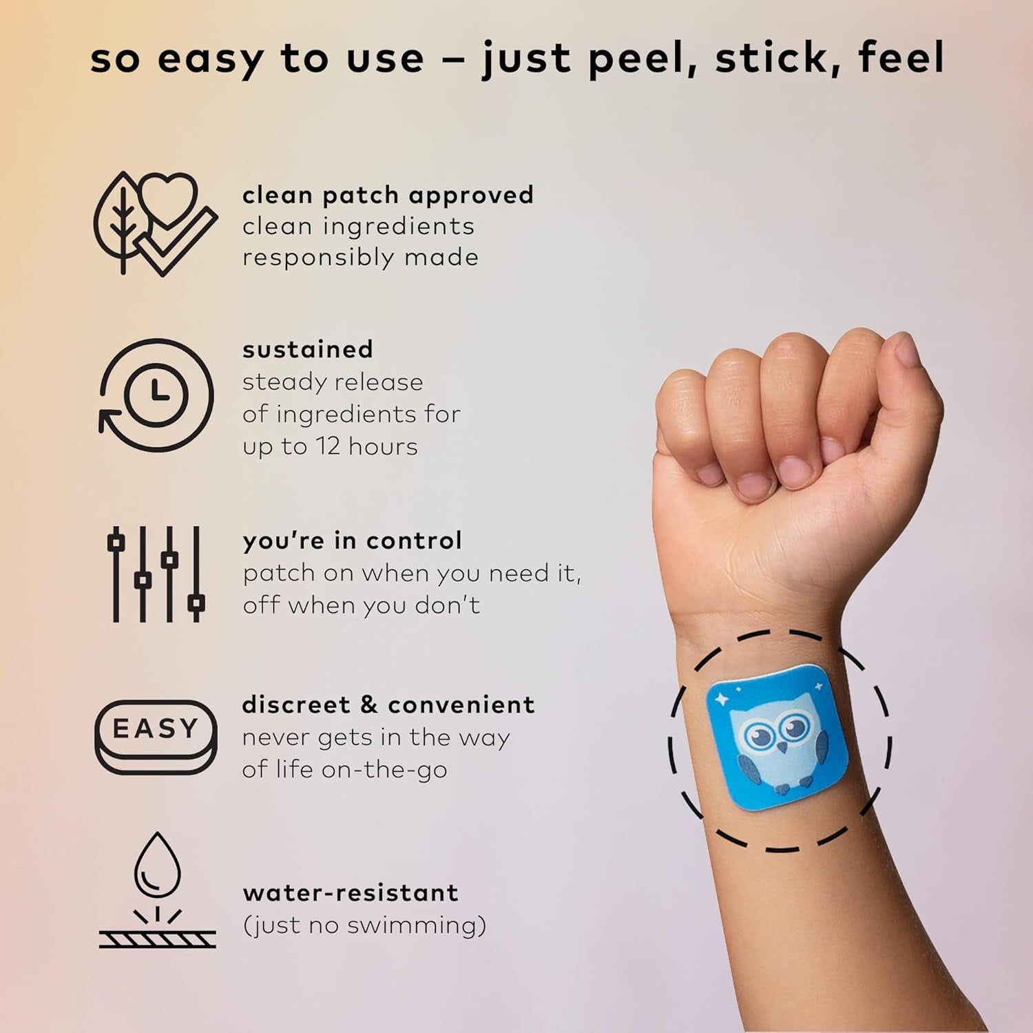 The Good Patch Nite Owl – 12 Patches | Natural Sleep Patch for Kids with Tart Cherry, Chamomile & Skullcap