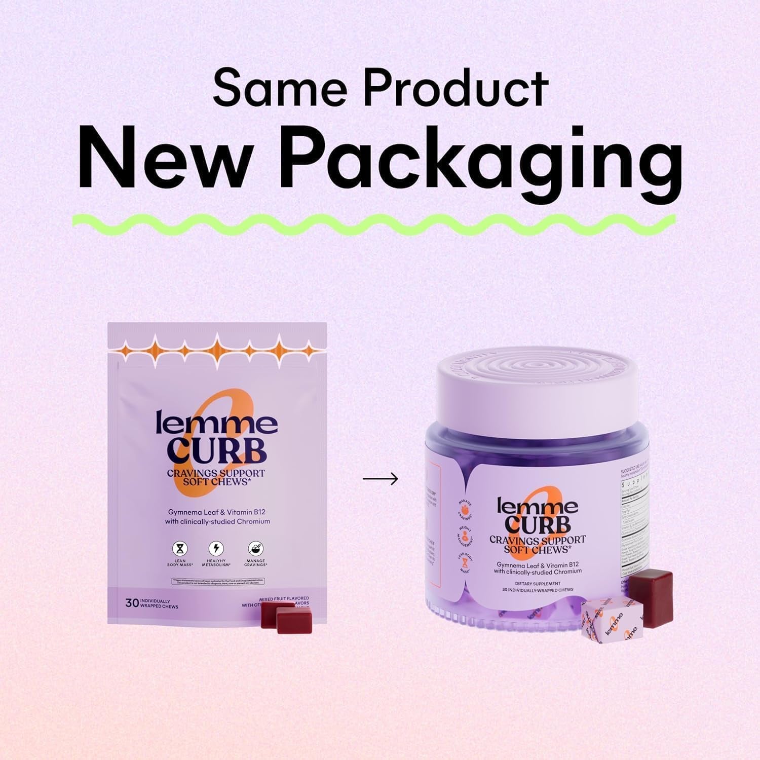 Lemme CURB Cravings Support Soft Chews – 30 Individually Wrapped | Control Appetite, Boost Metabolism & Energy