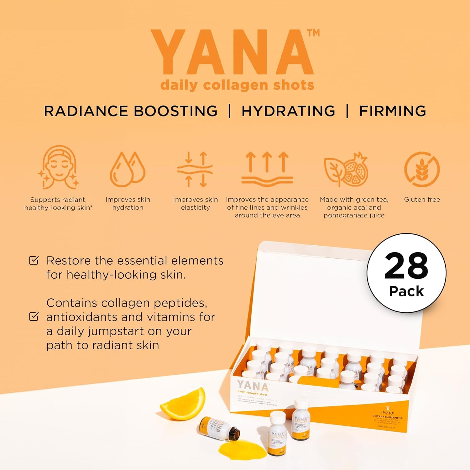 IMAGE Skincare YANA Liquid Collagen Shots – 15ml | Radiance-Boosting Daily Collagen Supplement for Firmer, Glowing Skin