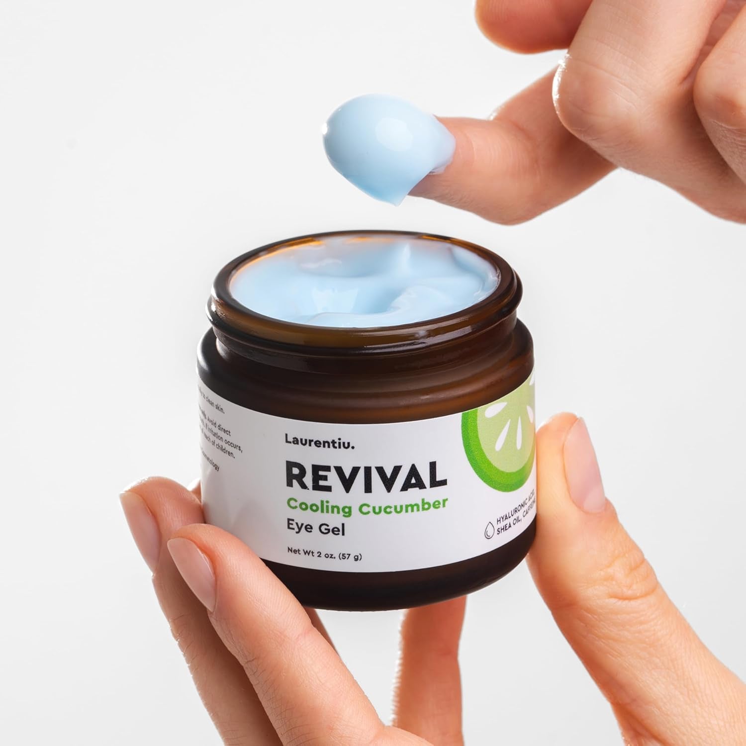 Laurentiu Revival Cooling Cucumber Eye Gel – 57g | Puffiness, Dark Circles & Fine Line Treatment with Caffeine & Hyaluronic Acid