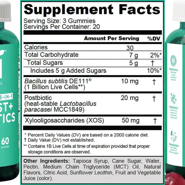 Goli Pre+Post+Probiotics Gummies – 60 Gummies | 3-in-1 Vegan Gut Health Support