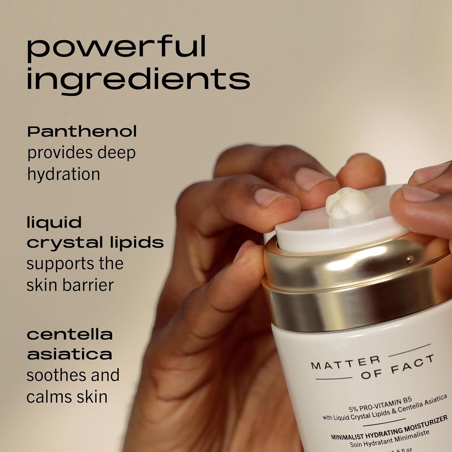 Minimalist Hydrating Moisturizer with Pro Vitamin B5, Liquid Crystal Lipids and Centella Asiatica, Lightweight Daytime Face Cream for Moisture Barrier Support, 50Ml / 1.6 Fl Oz