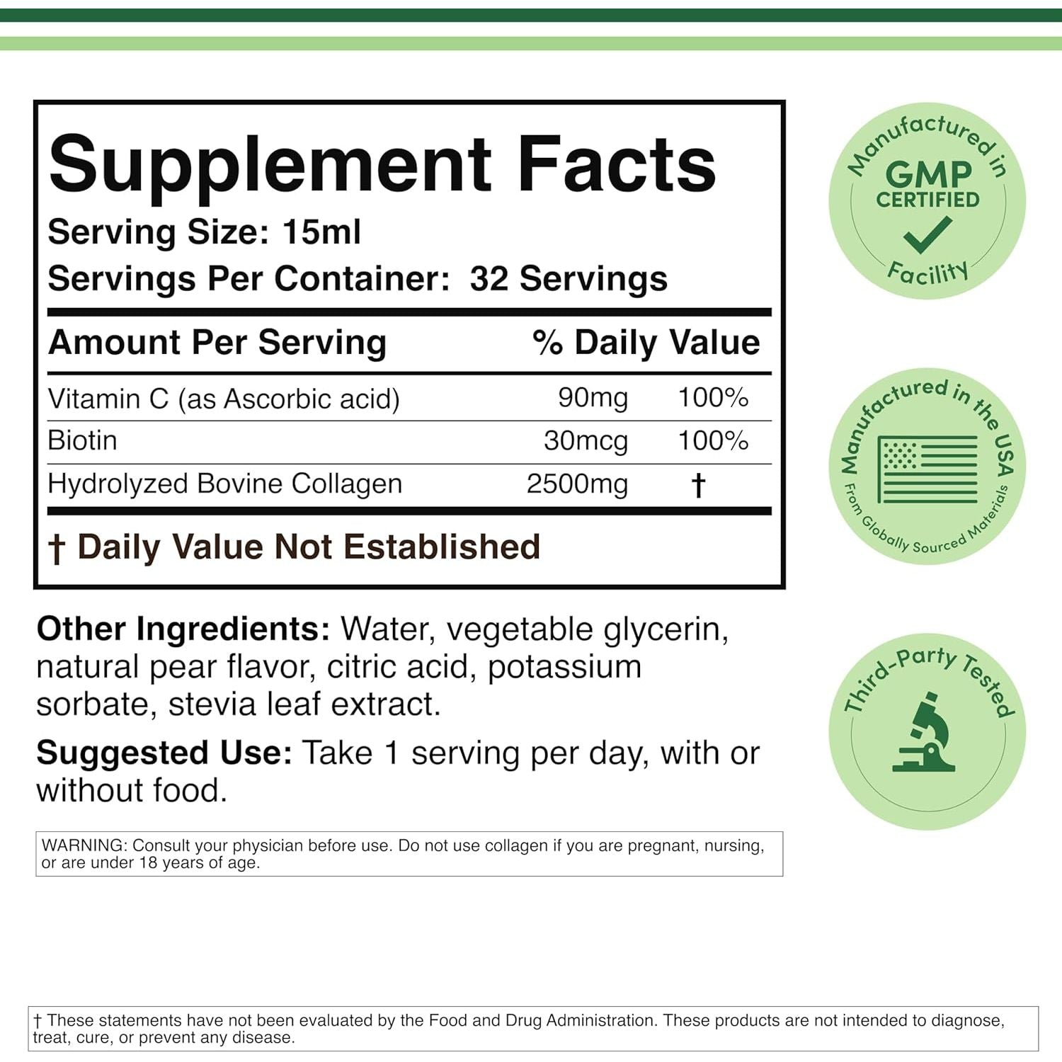 Double Wood Supplements Liquid Collagen - 473ml, 32 Servings
