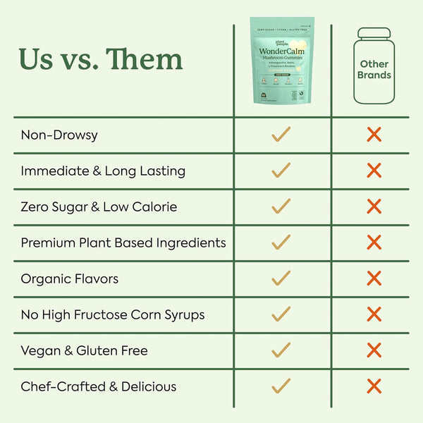 Plant People WonderCalm Mushroom Gummies – 60 Gummies | Stress Relief & Mood Support with Ashwagandha, Reishi & L-Theanine