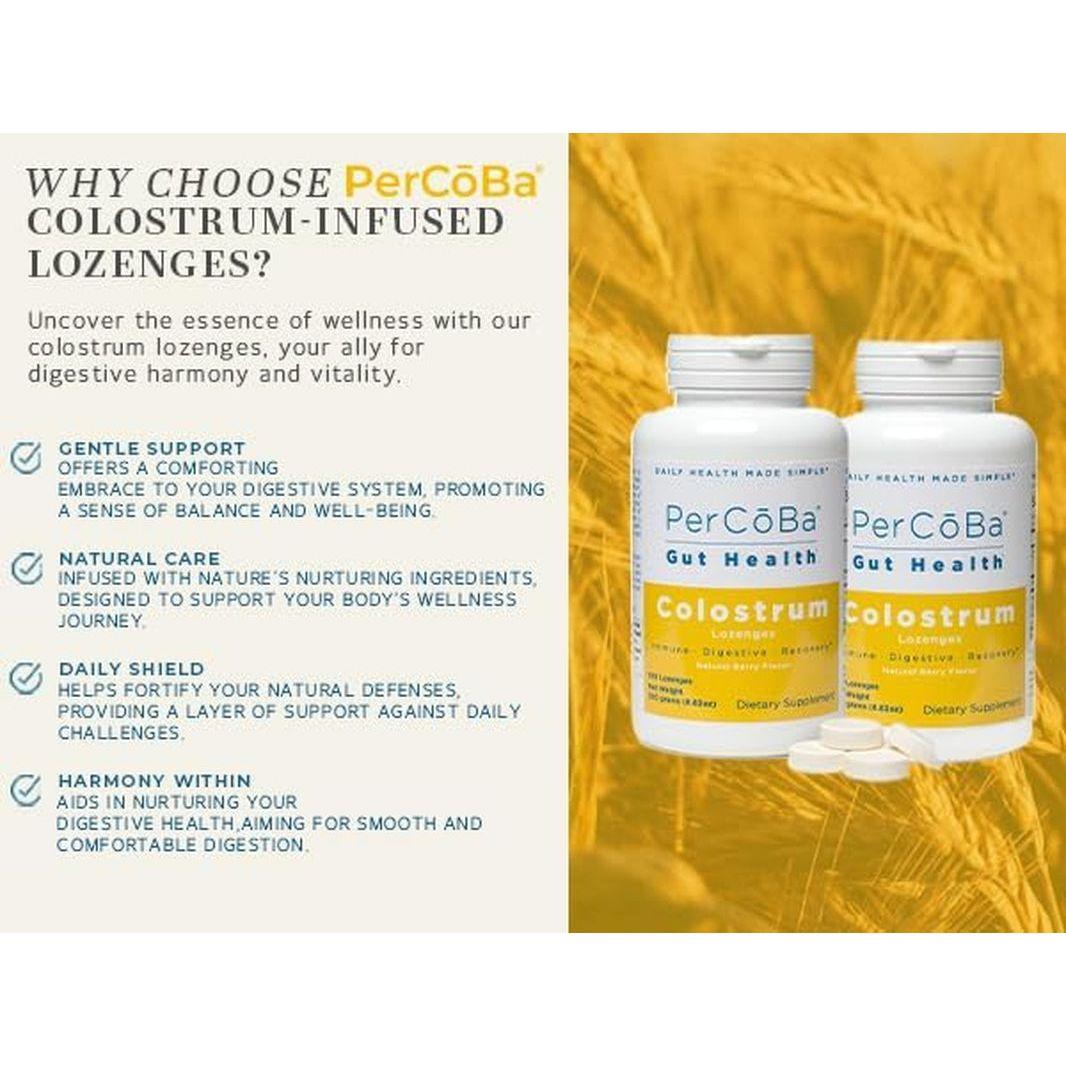 PERCOBA Gut Health Colostrum Lozenges – 230g | Natural Berry Flavour | Immune, Gut & Skin Support
