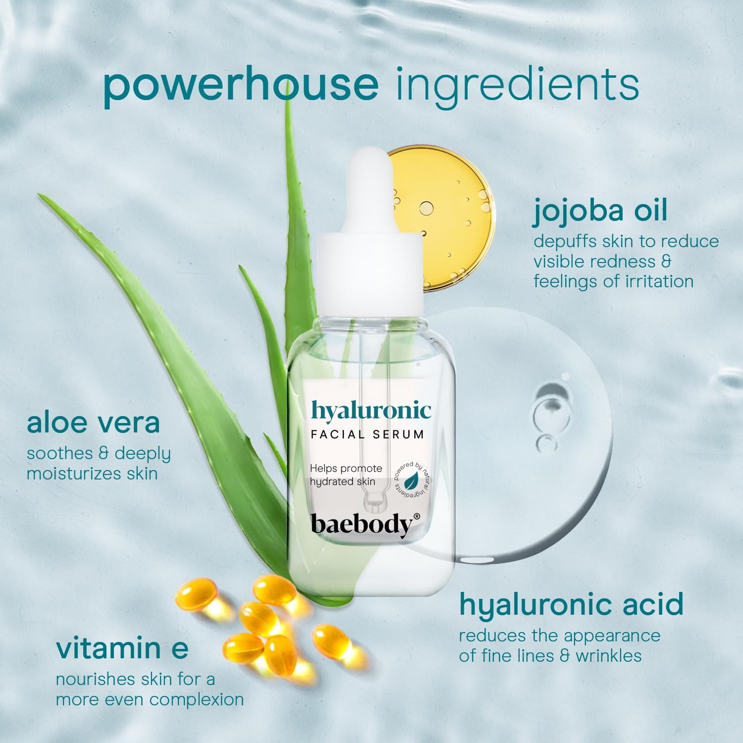 Baebody Hyaluronic Facial Serum – 30ml | Deep Hydration, Plumping & Anti-Aging with Vitamins C & E