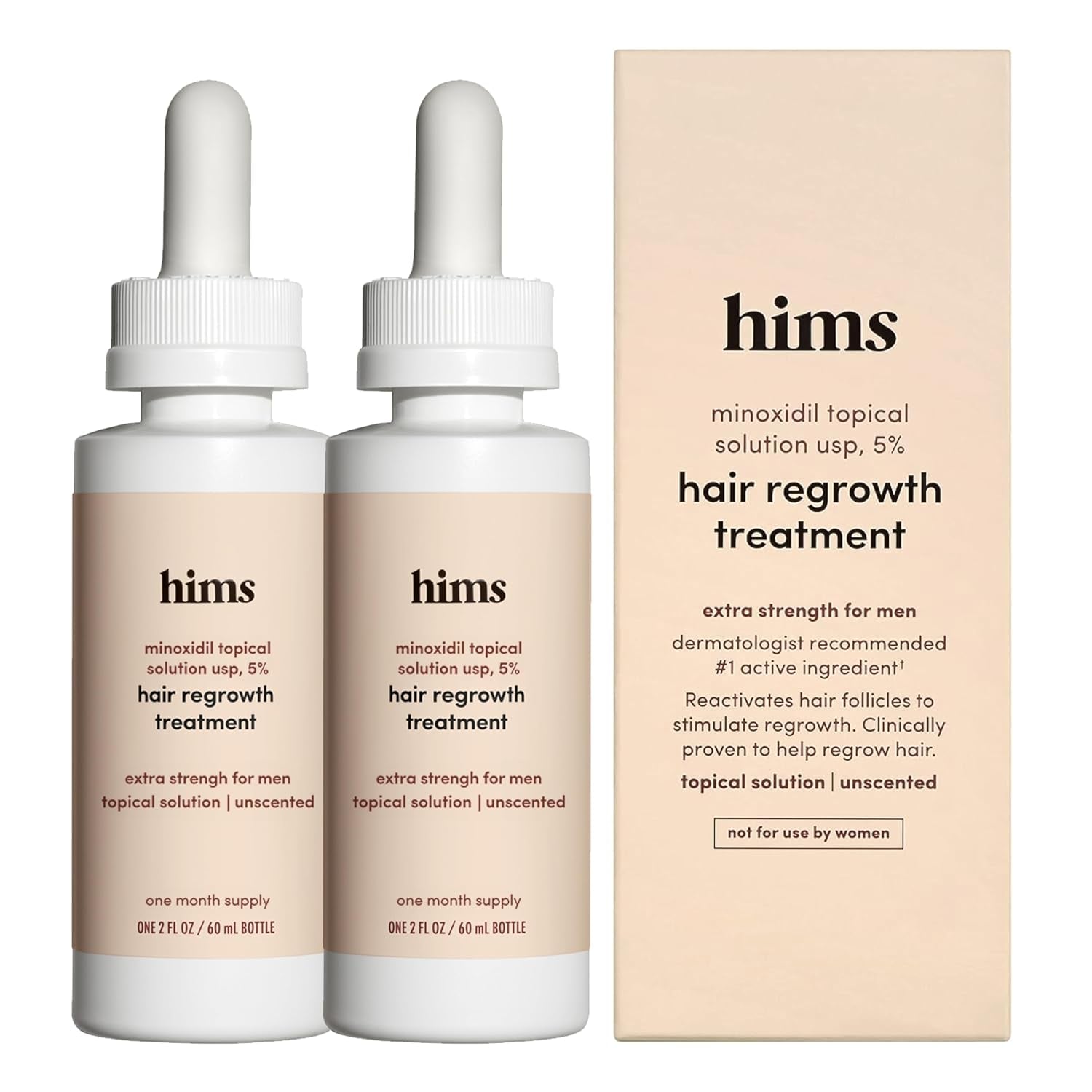 Hims Hair Growth Treatment – Unscented, 30ml (2 Pack) | Clinically Proven 5% Minoxidil for Men