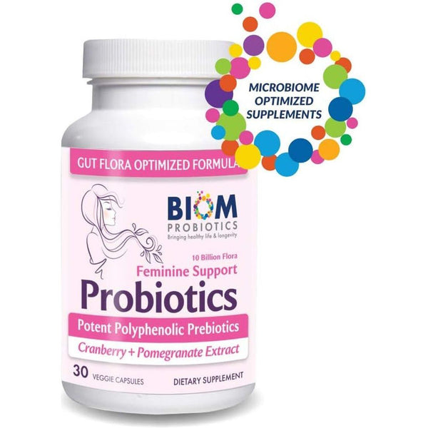 Biom Probiotics Feminine Support – 30 Veggie Capsules | Gut & Vaginal Microbiome Balance