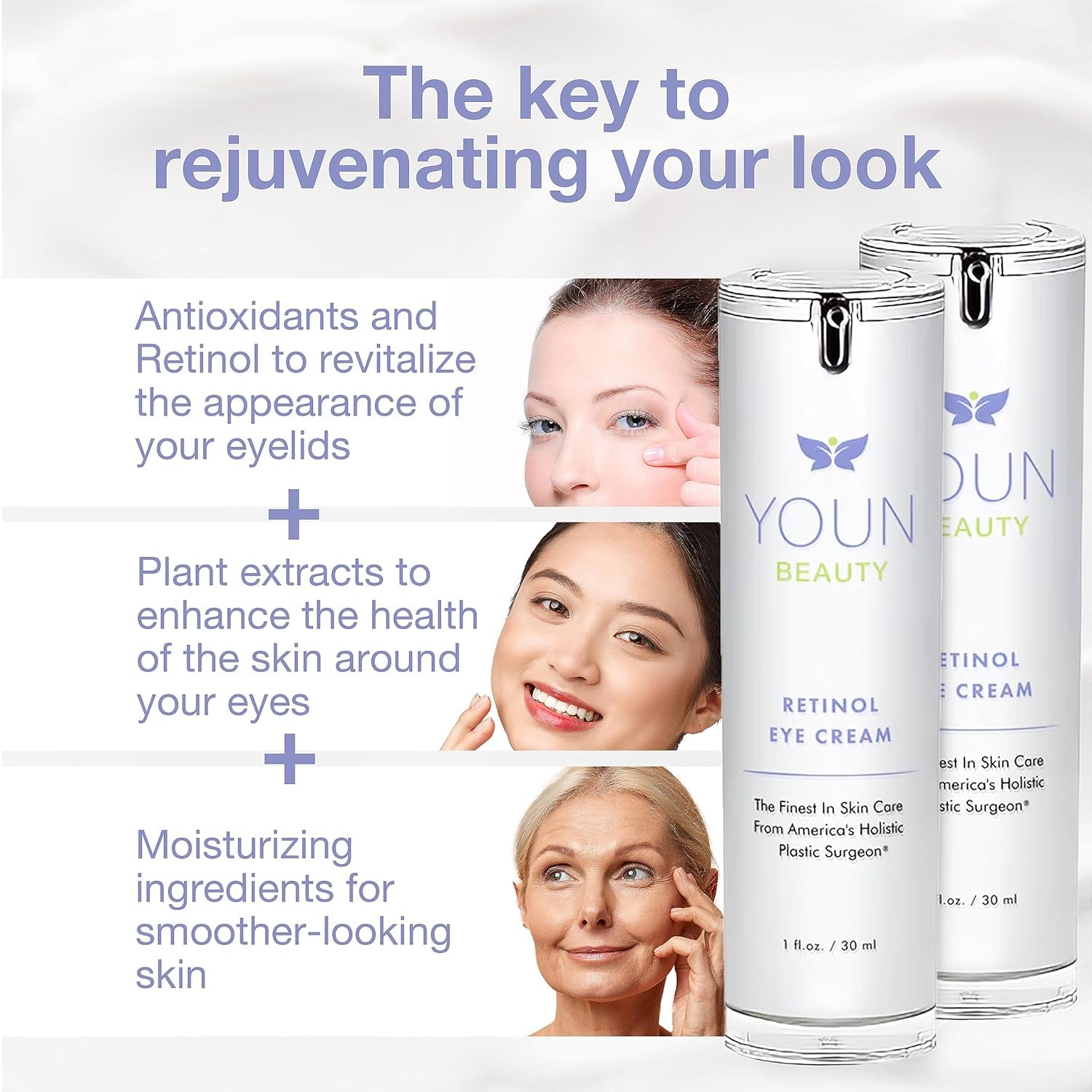 YOUN Beauty Retinol Eye Cream – 30ml | Anti-Aging Hydrating Eye Treatment