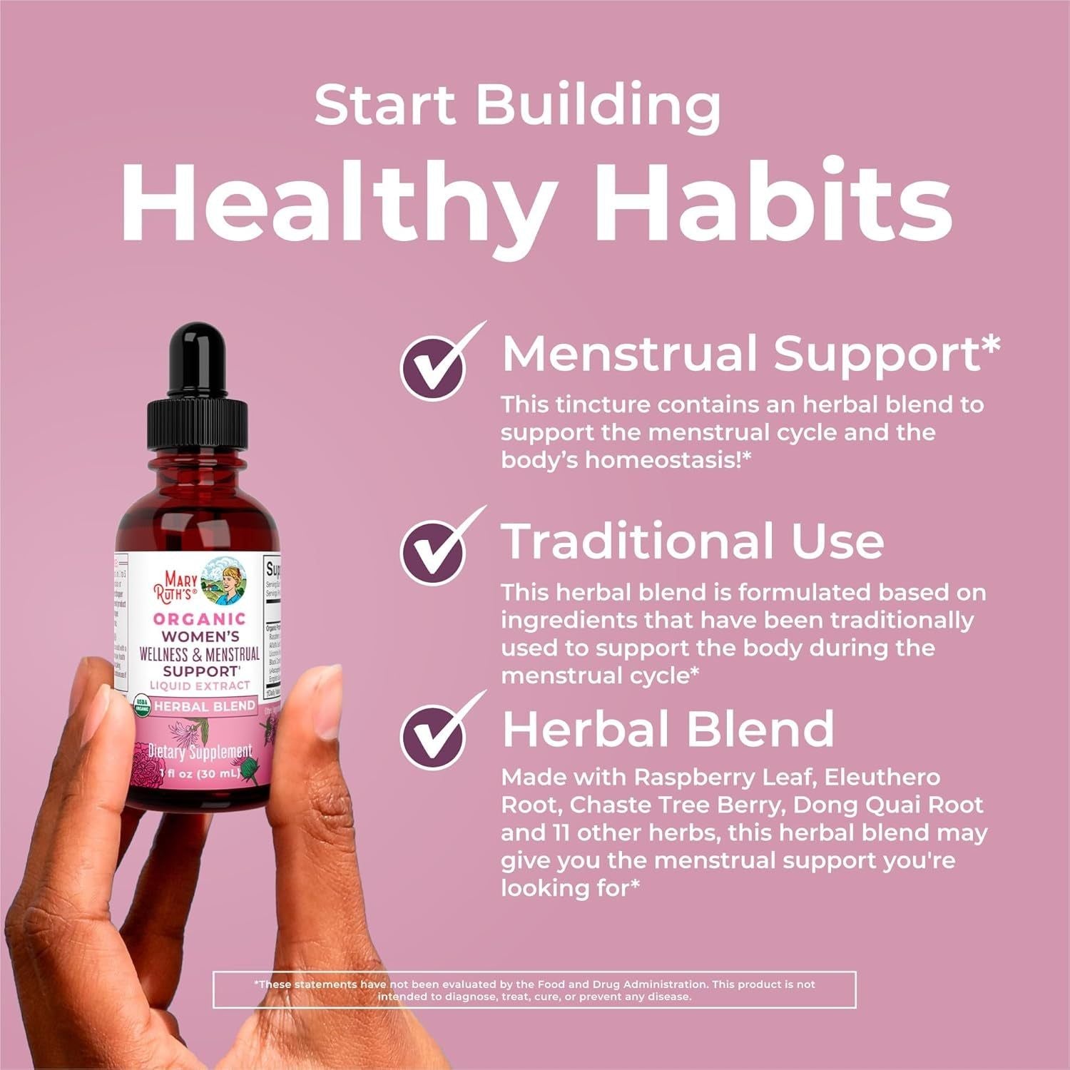 MaryRuth Organics Women's & Menstrual Support Liquid Extract – 30ml | Herbal PMS & Cycle Relief