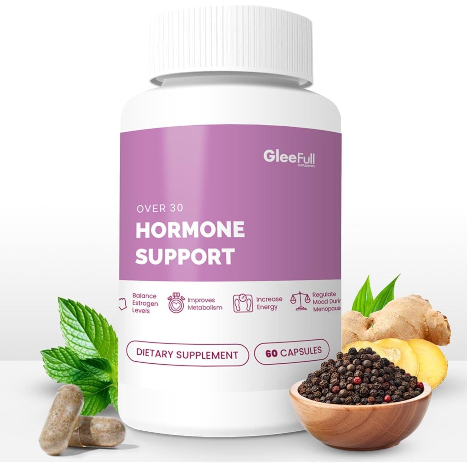 GleeFull Over 30 Hormone Support – 60 Capsules | Natural Menopause & Hormonal Balance Support with Maca Root & Ashwagandha