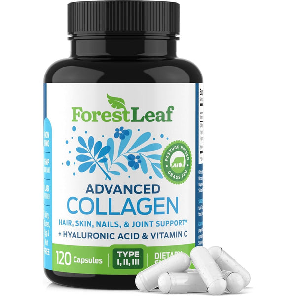 ForestLeaf Advanced Collagen – 120 Capsules | Type I, II, III Collagen + Hyaluronic Acid & Vitamin C