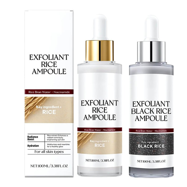 Oputemon Exfoliant Rice Ampoule Duo (Black & White) – 2 x 100ml | Gentle Exfoliation & Radiance Boost