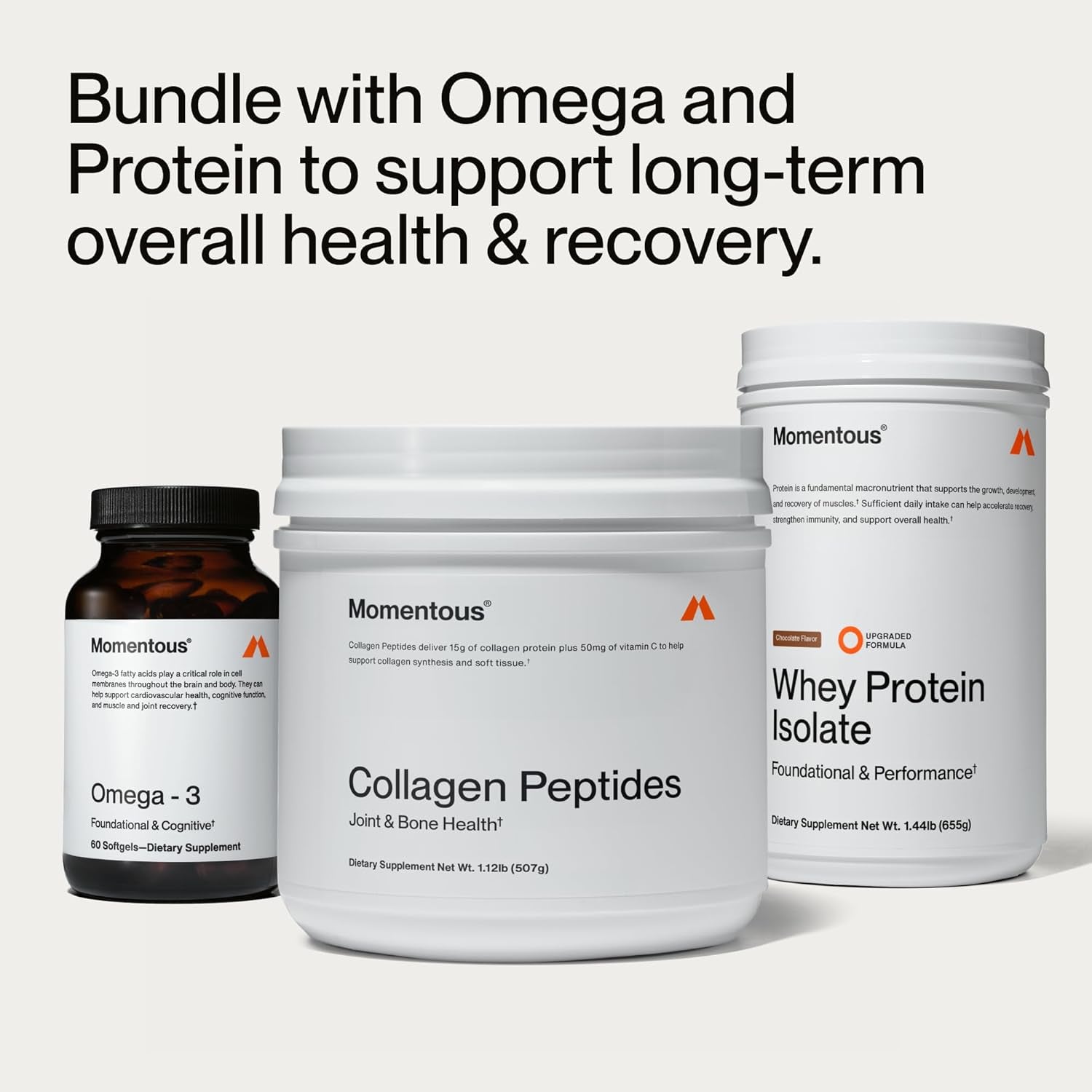 Momentous Collagen Peptides Powder - Joint & Bone Health Support - 507g