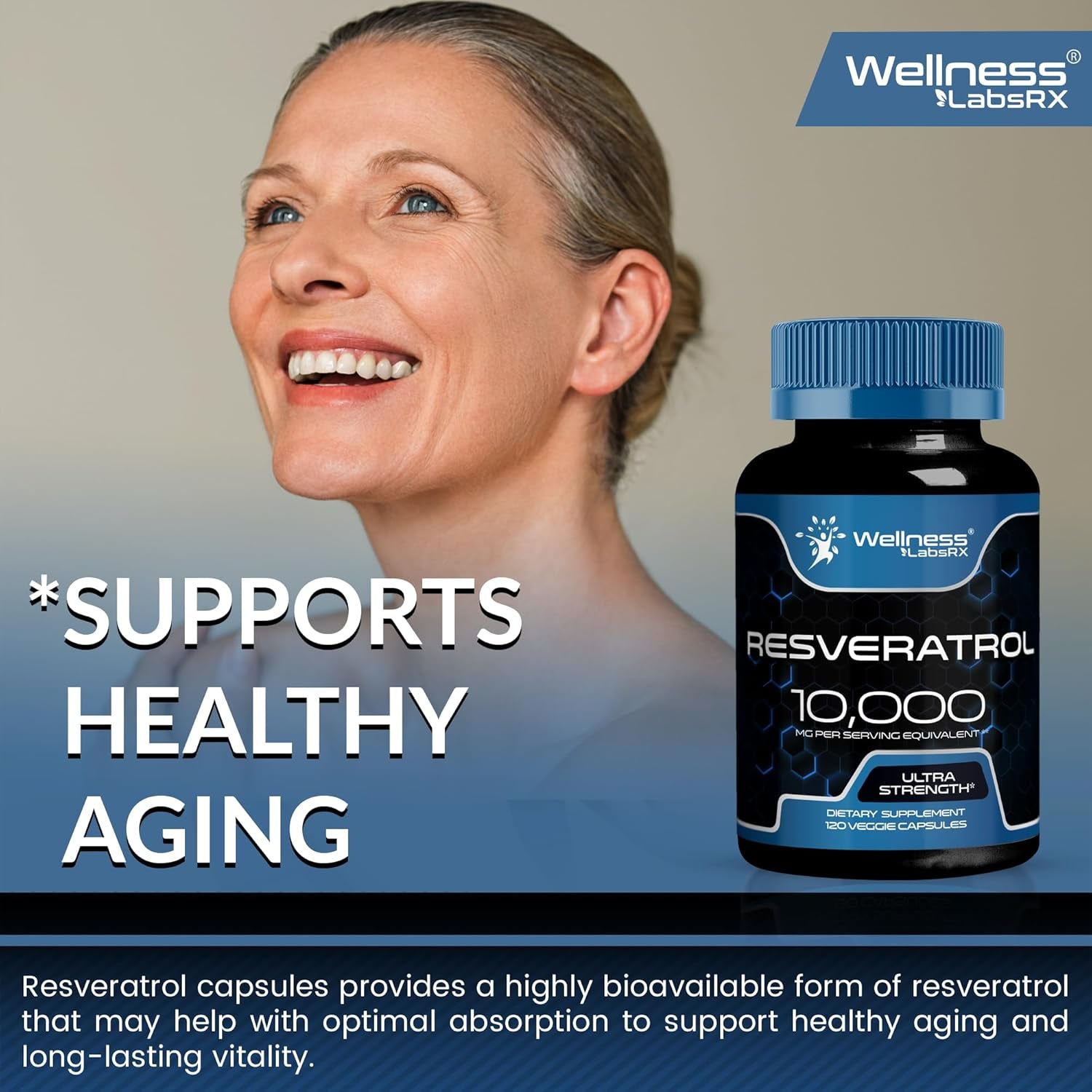 WELLNESS LABSRX Resveratrol 10,000MG - 120 Capsules
