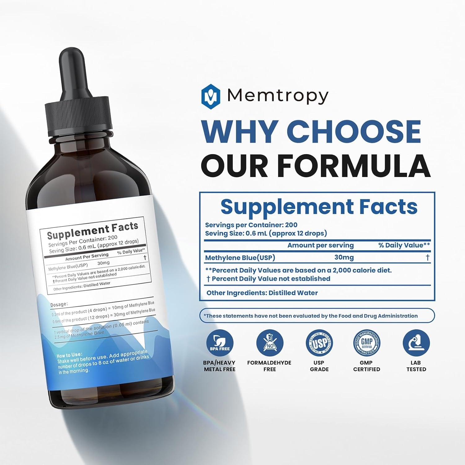 Memtropy Ultimate Methylene Blue 5% – 120ml | High-Potency Cellular Antioxidant & Mitochondrial Support