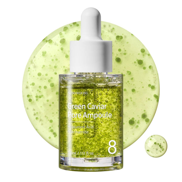 Green Caviar Pore Ampoule with 2,500Ppm Green Caviar, Niacinamide, Pore Minimizer, Hydrating, Firming, Pore Tightening, Reduces Pores, Korean Skin Care, 33Ml, 1.11 Fl.Oz.