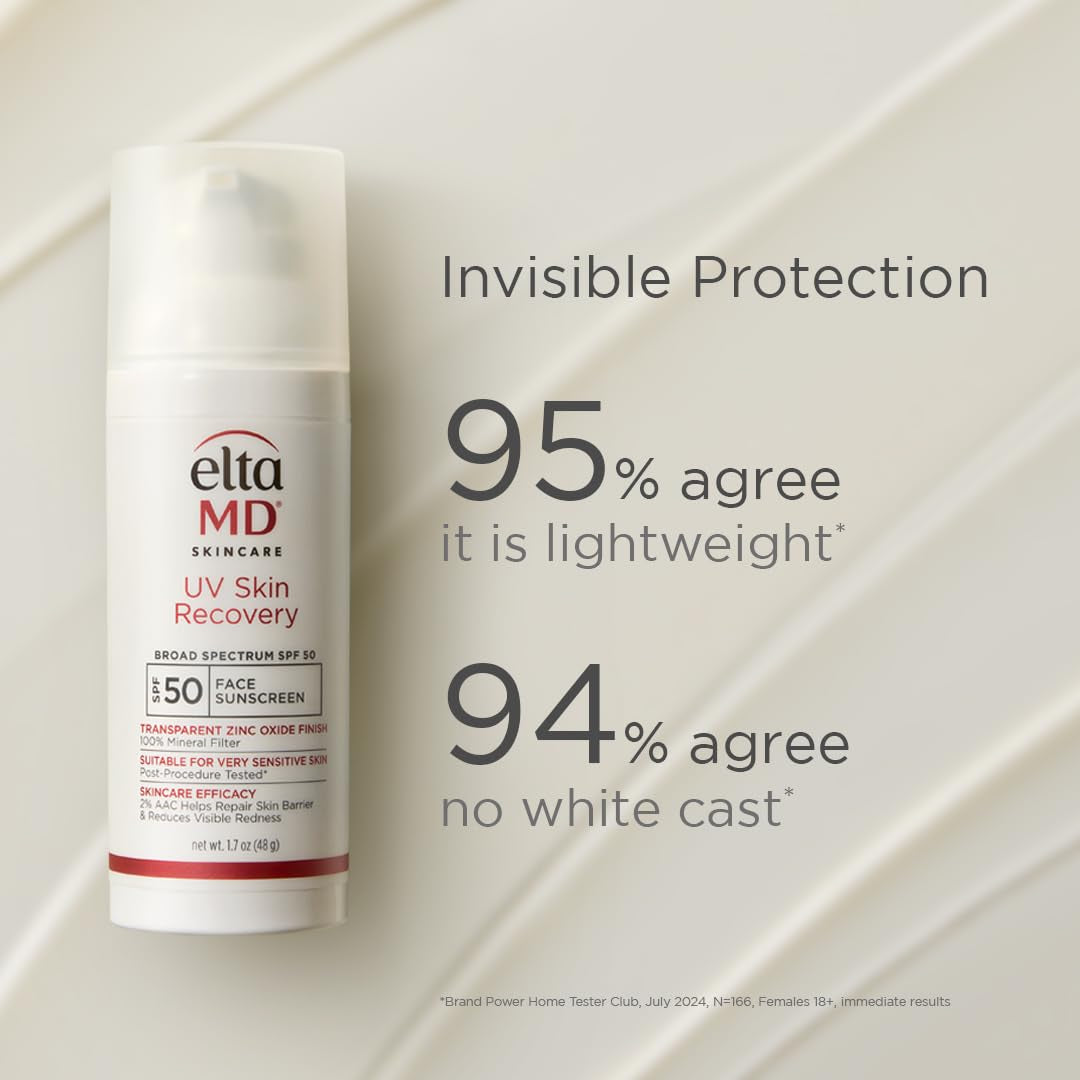 EltaMD UV Skin Recovery Face Sunscreen SPF 50 – 48g | Broad-Spectrum Protection for Sensitive, Stressed Skin