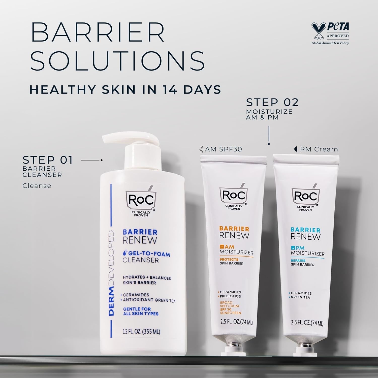 RoC Barrier Renew AM SPF 30 Moisturizer (74ml) with Retinol Correction Line Smoothing Eye Cream Packette (2ml)