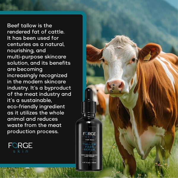 Forge Skin Tallow Face Serum for Men – 50ml | Anti-Aging Night Repair with Beef Tallow & Hyaluronic Acid
