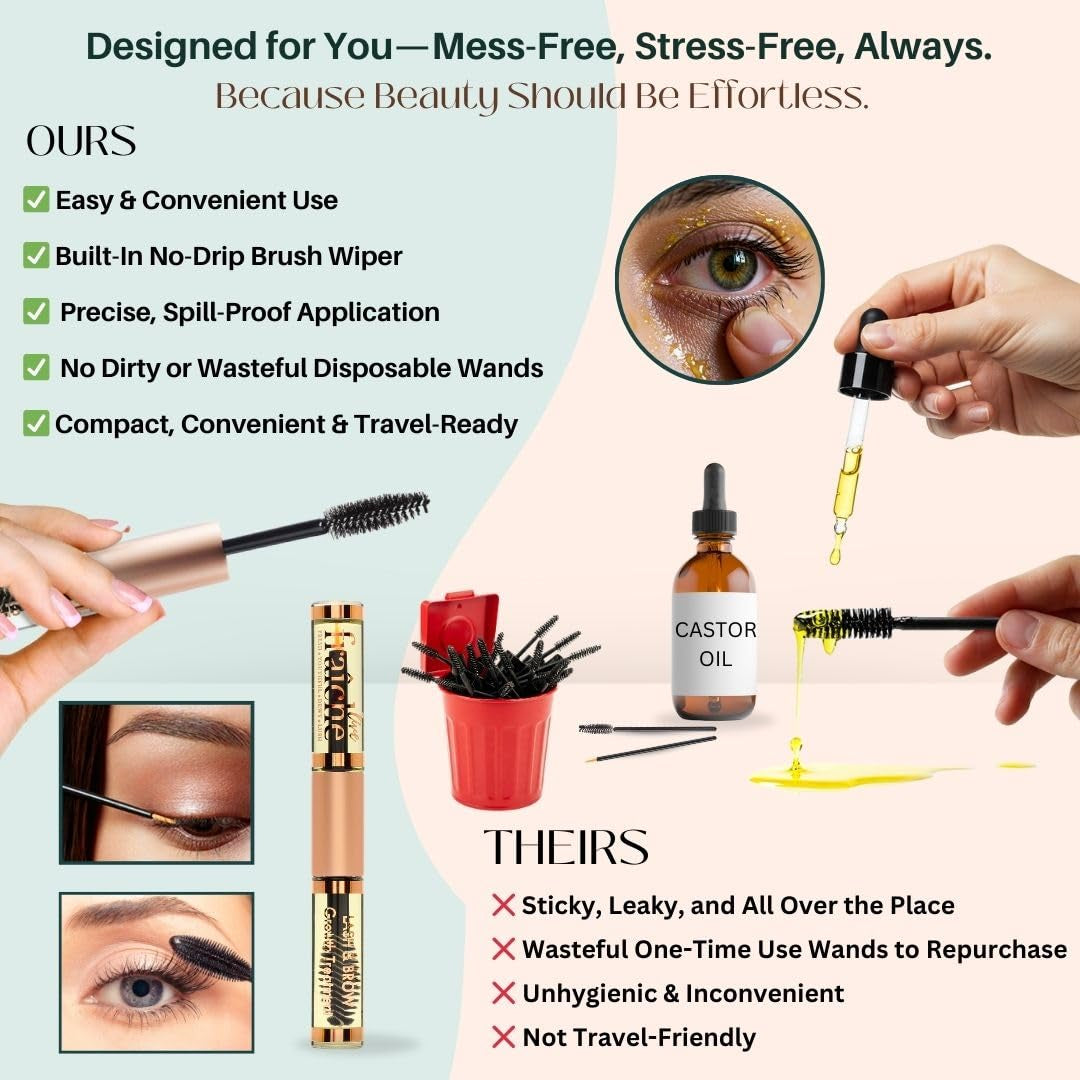 Live Fraiche Organic Cold Pressed Castor Oil Eyelash & Eyebrow Growth Treatment – 10ml | 100% Natural Growth Serum