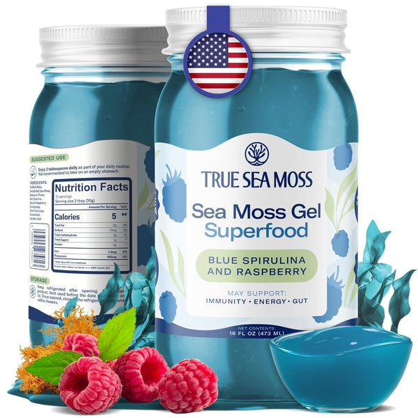 TrueSeaMoss Sea Moss Gel Superfood – 473ml | With Blue Spirulina for Immunity, Energy & Skin Health