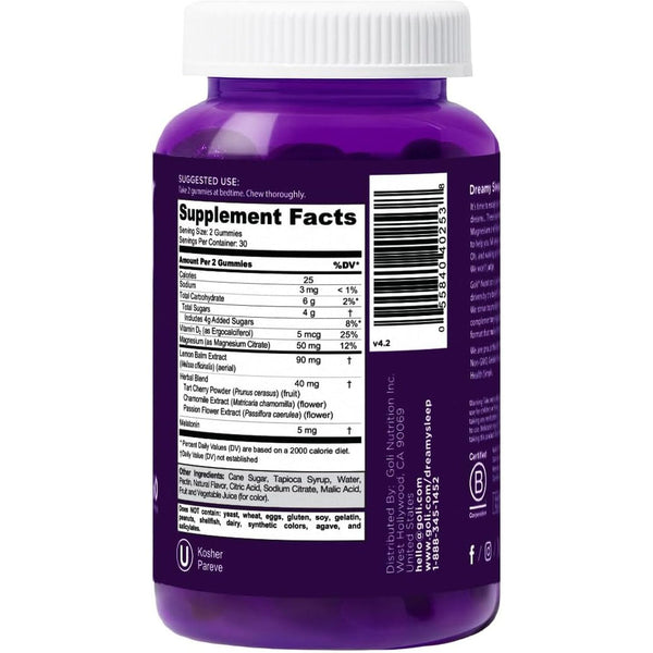 Goli Dreamy Sleep Gummies – 60 Gummies | Restful Sleep Support with Melatonin, Magnesium & Lemon Balm