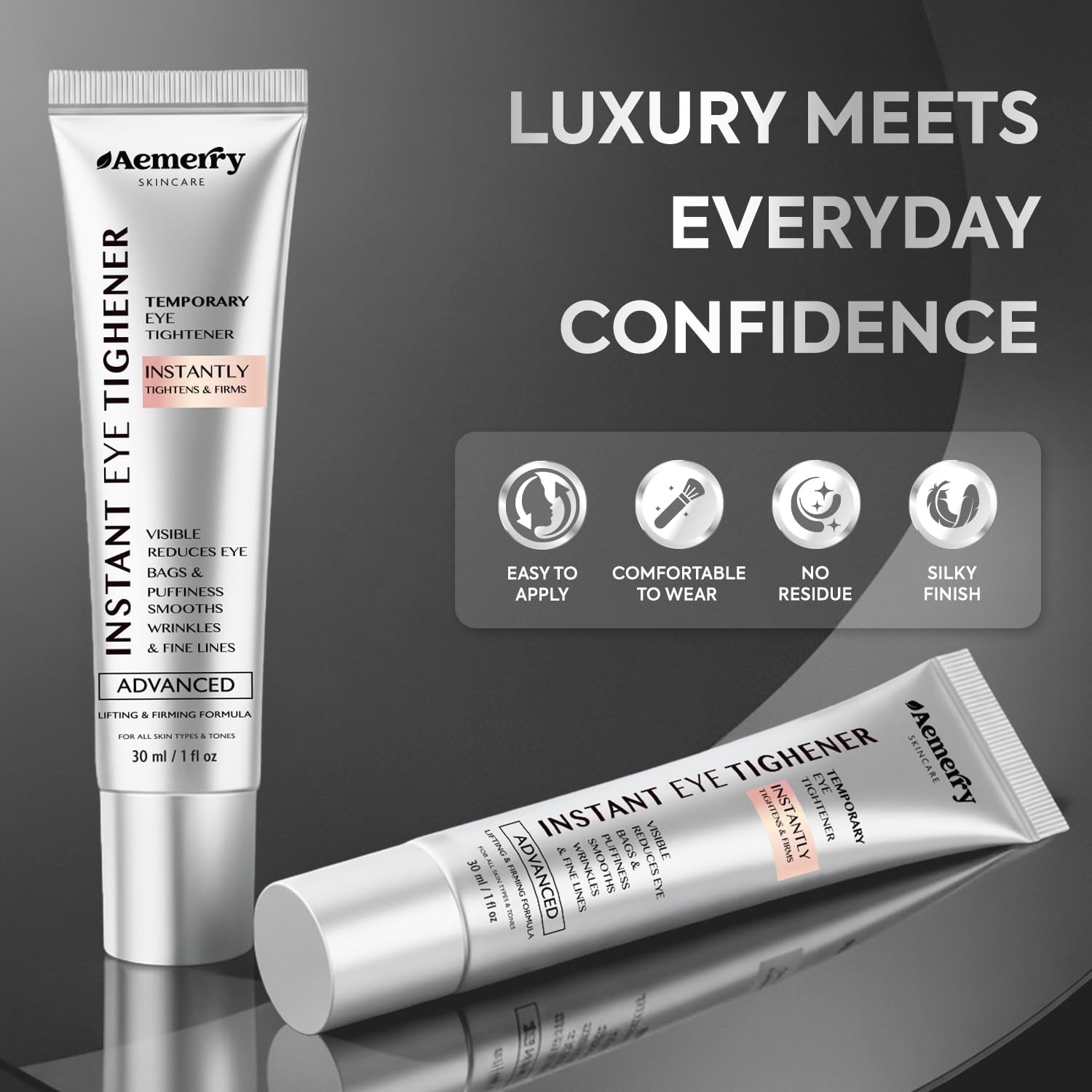 Instant Perfection Eye Tightener Cream – Advanced Firming & Lifting Formula with Brush, Rapid Reduces Eye Bags, Puffiness, Wrinkles, Fine Lines (Sheer Tint, 1 OZ)