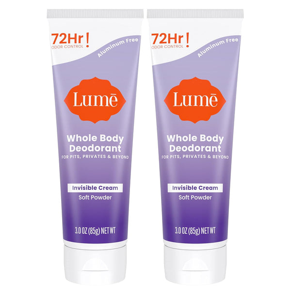 Lume Whole Body Deodorant - Invisible Cream (Soft Powder) - 85g (Pack of 2) 