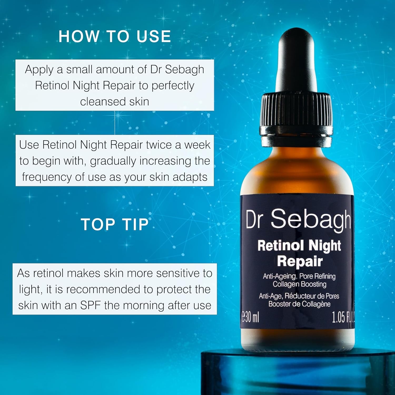 Dr Sebagh Retinol Night Repair – 30ml | High-Strength Overnight Serum for Radiance, Firmness & Dark Spot Correction