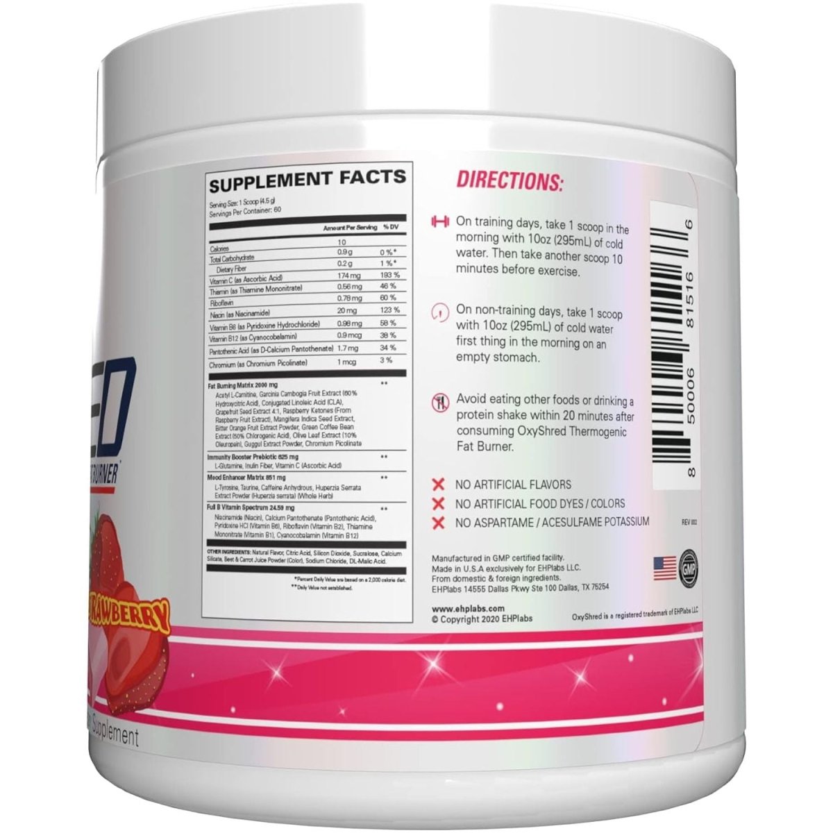 EHP Labs OxyShred Ultra Concentration Food Supplement 10.16 oz - 288 g - Glam Global UK