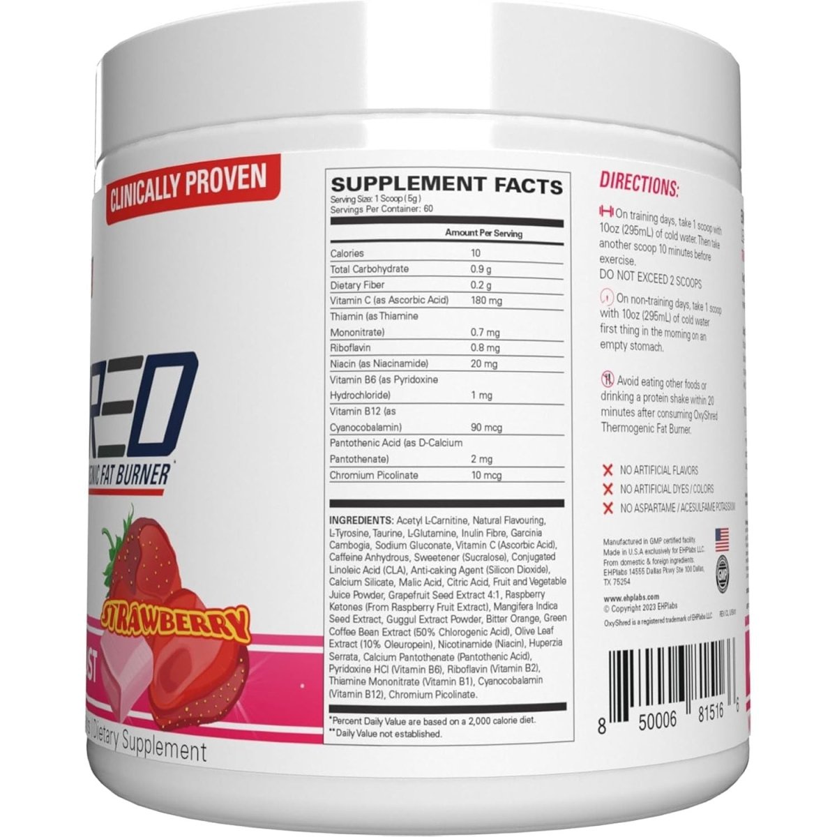 EHP Labs OxyShred Ultra Concentration Food Supplement 10.16 oz - 288 g - Glam Global UK