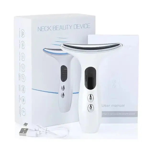 EMS Device for Firmer Slimmer Face | Neck and Chin Massager with LED Therapy - Glam Global UK