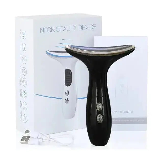 EMS Device for Firmer Slimmer Face | Neck and Chin Massager with LED Therapy - Glam Global UK