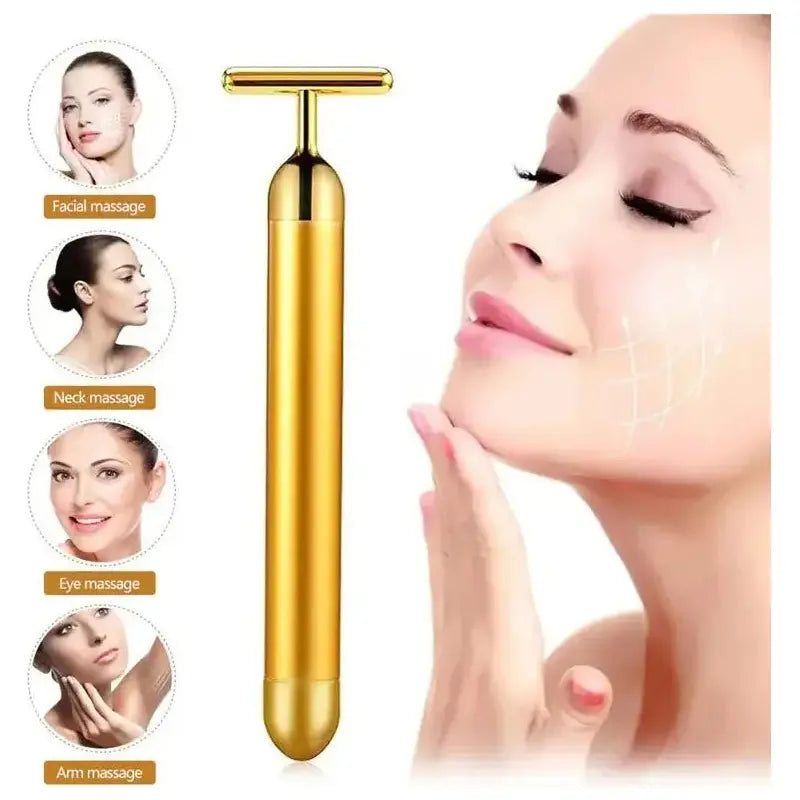 Energy 24K Gold T Beauty Bar Facial Roller Massager - Glam Global UK