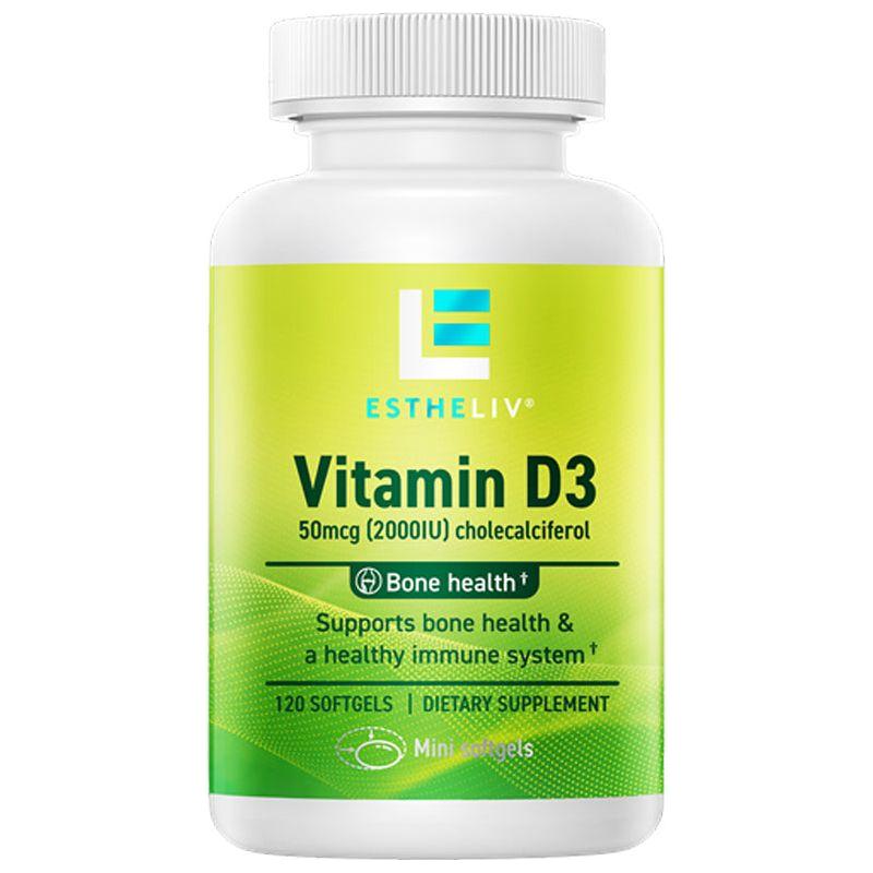 ESTHELIV Vitamin D3 50mcg(2000IU)cholecalciferol - Glam Global UK