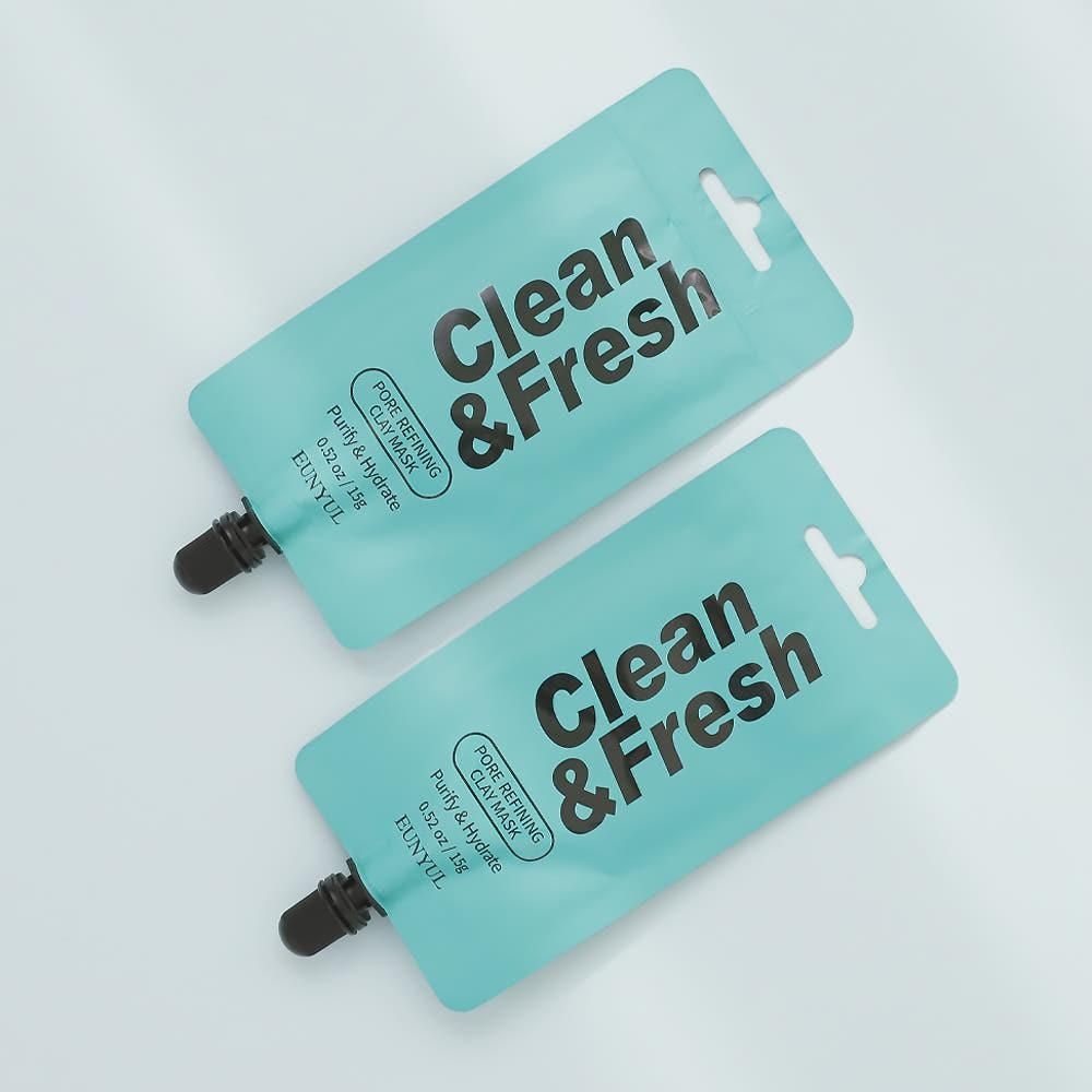 EUNYUL Clean&Fresh Facial Clay Mask Pack Pouch (15g x 5pcs) - Glam Global UK