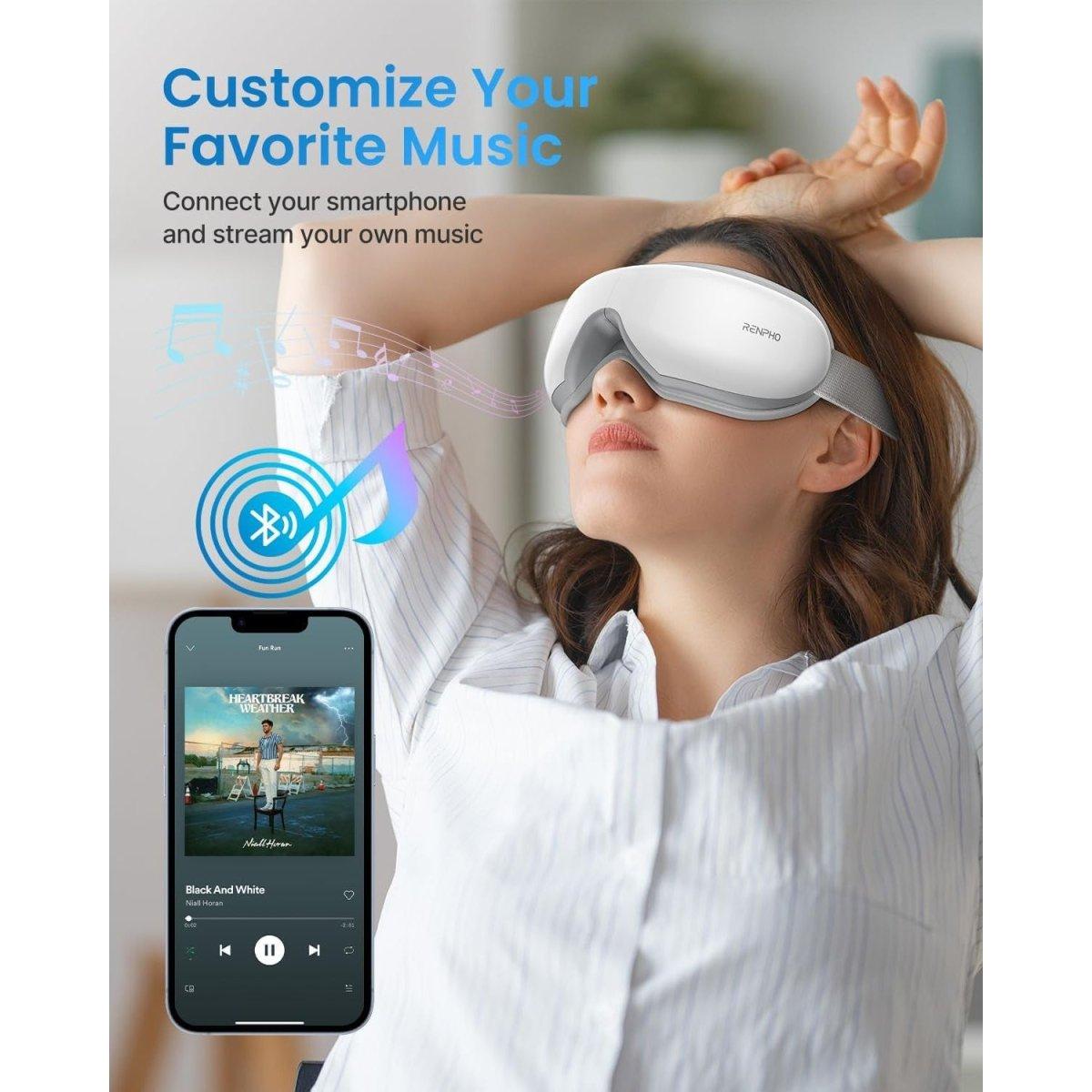 Eyeris 1 - Eye Massager with Heat & Bluetooth Music, Face Massager, Eye Mask for Relieve Eye Strain Dry Eye, Sleep Mask for Improve Sleeping, Gifts for Women Men - Glam Global UK