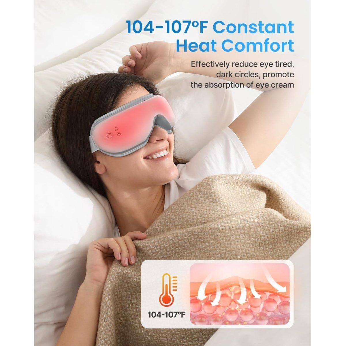 Eyeris 1 - Eye Massager with Heat & Bluetooth Music, Face Massager, Eye Mask for Relieve Eye Strain Dry Eye, Sleep Mask for Improve Sleeping, Gifts for Women Men - Glam Global UK